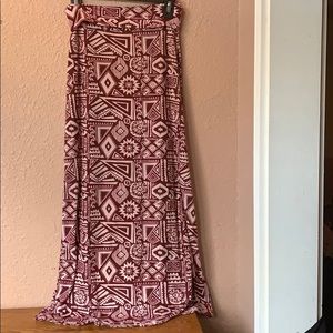 Aztec burgundy & white maxi skirt